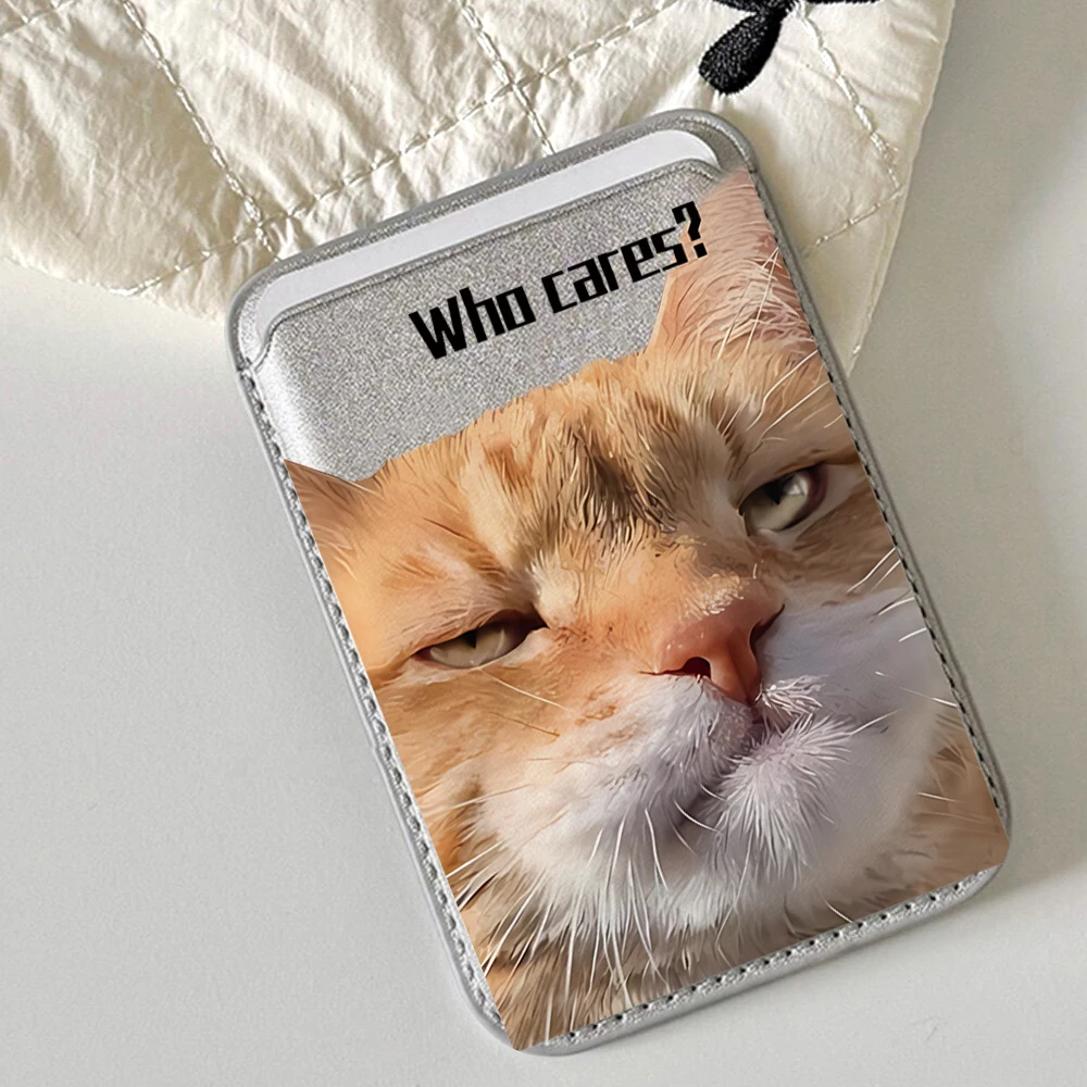 Kreatives Straßenkatzen-Leder-Kartenetui Handy-Kartenhalter für Magnetische Hülle Geeignet für alle iPhone Magsafe Karten-Handy-Rückentaschen – Detail 1