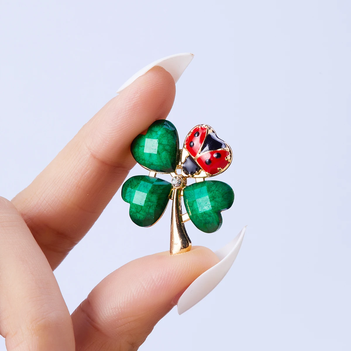 Trendy Ladybird Insect Leaf Brooch Pins for Women Girl Fashion Rhinestone Wedding Party Office Jewelry Backpack Accessories Gift