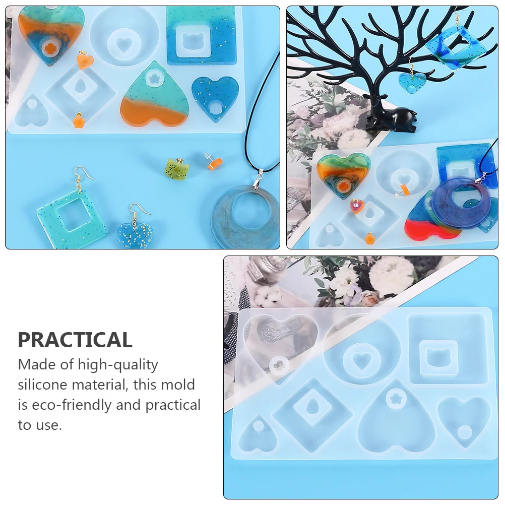 

2Pcs Silicone DIY Crystal Epoxy Pendant Mold for Jewelry Pendant Making Ear Stud Sweater Chain Casting DIY Jewelry Mold
