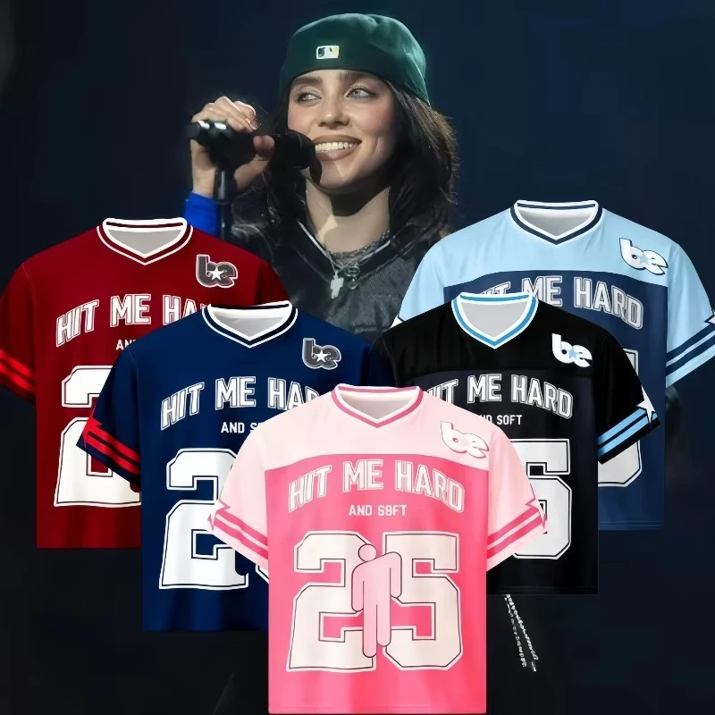 2026 HIT ME HARD And Soft Jersey T-Shirt V-Neck Fashionable Music Inspired Sports Tee Fan Gift Summer Men's Women's T-Shirt Tops