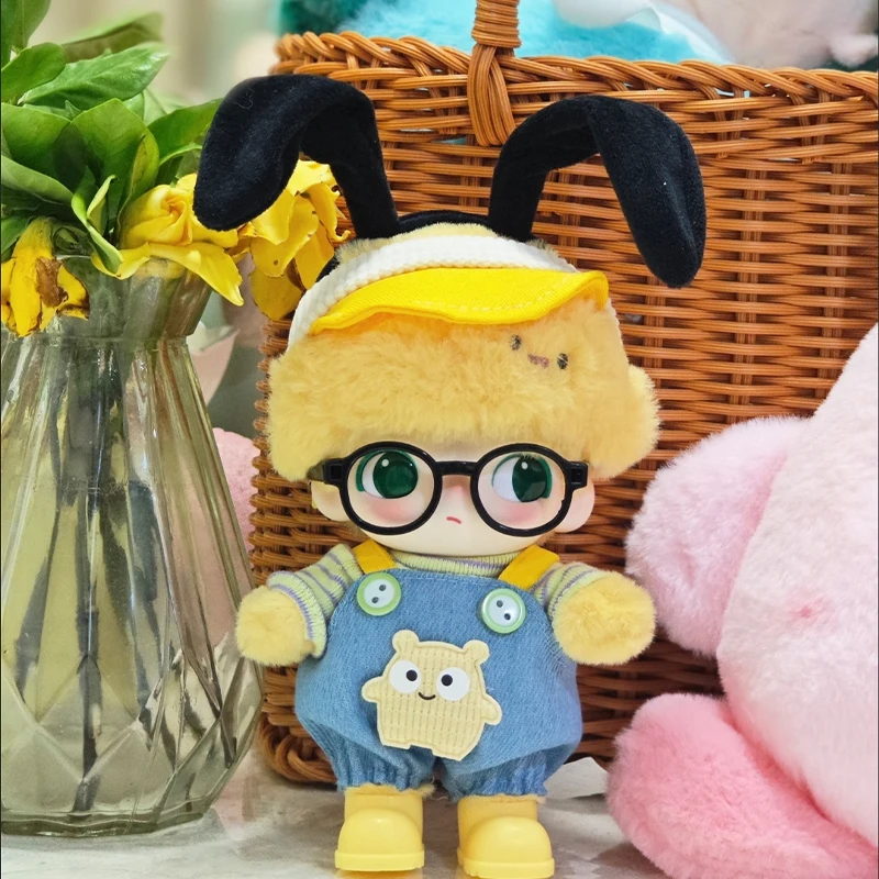 For 17cm Labubu Dolls Accessories DIY Doll Clothes Heartbeat Long Eared Furry Rabbit Costume Cartoon Dress Up Labubu Outfit