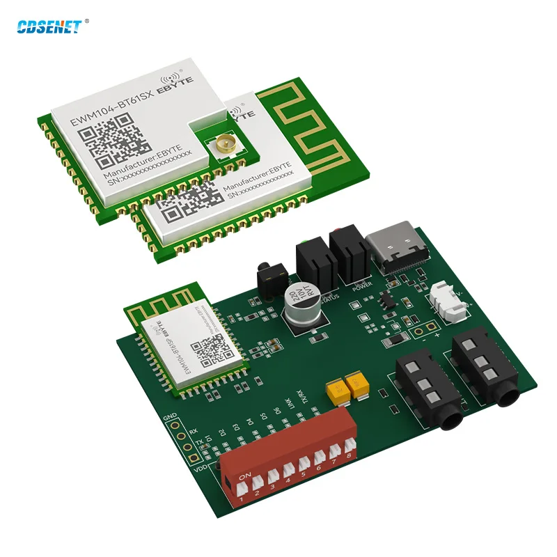 

2PCS 2.4G Ble Audio Data Transmission Broadcast Module CDSENET EWM104-BT61S UART Serial Port AT Command BR/EDR Button Control