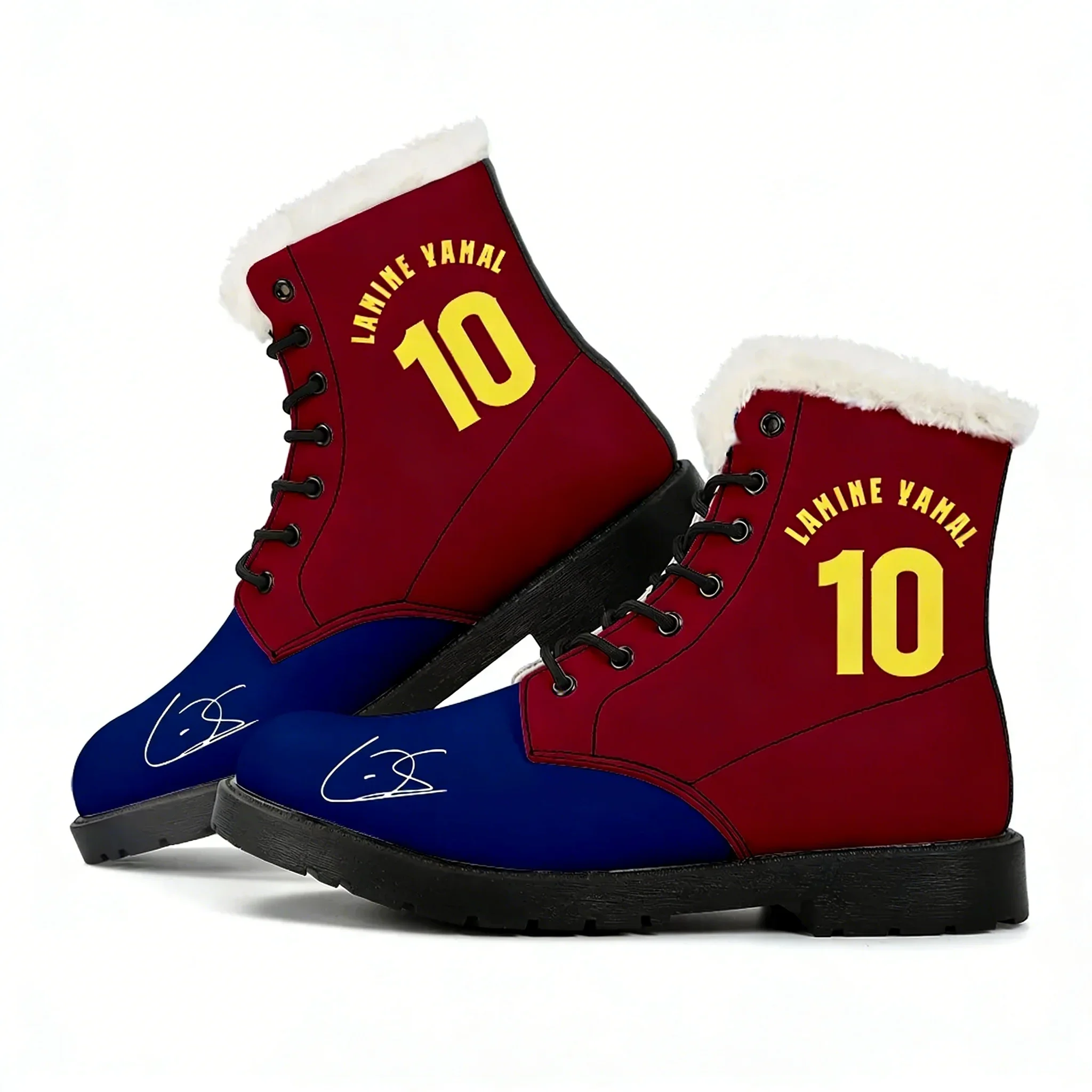 

Yamal No.10 Plush Boots Mens Womens Casual Shoes Spain Soccer Star Keep Warm Leather Boot High Quality Customize Shoe