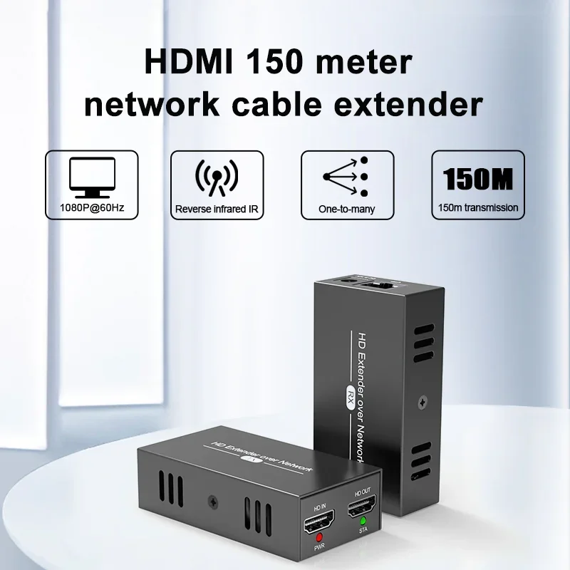 No delay  150M HDMI  Extender Via RJ45 Ethernet Network Cat 6/7  Via Switch 1 Transmitter To Multi Receiver for PS4 Laptop TV