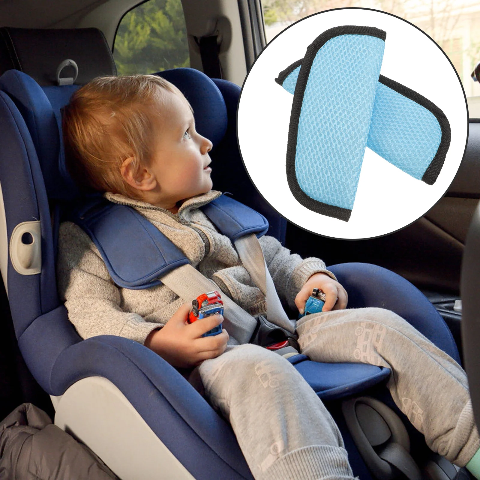 1Pair Child Car Seat Shoulder Pad Soft Cover for Stroller Comfortable Padded Durable Non-Deformation Impact Resistance