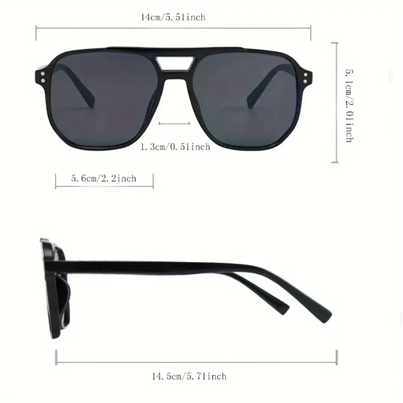 Vintage Men Women Double Bridges Sunglasses Brand Designer Square Shades Unisex Sun Glasses Black Eyewear UV400 view 6