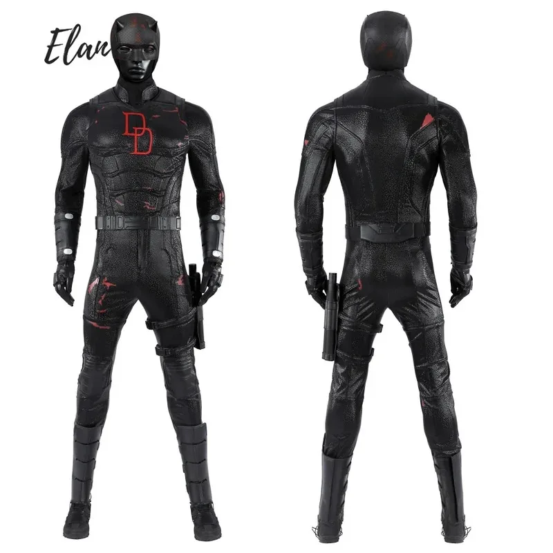 Disfraz de Murdock negro mate, mono musculoso para hombre, traje con chaleco, traje de batalla de cómic Con de Halloween, hecho a medida ty'4