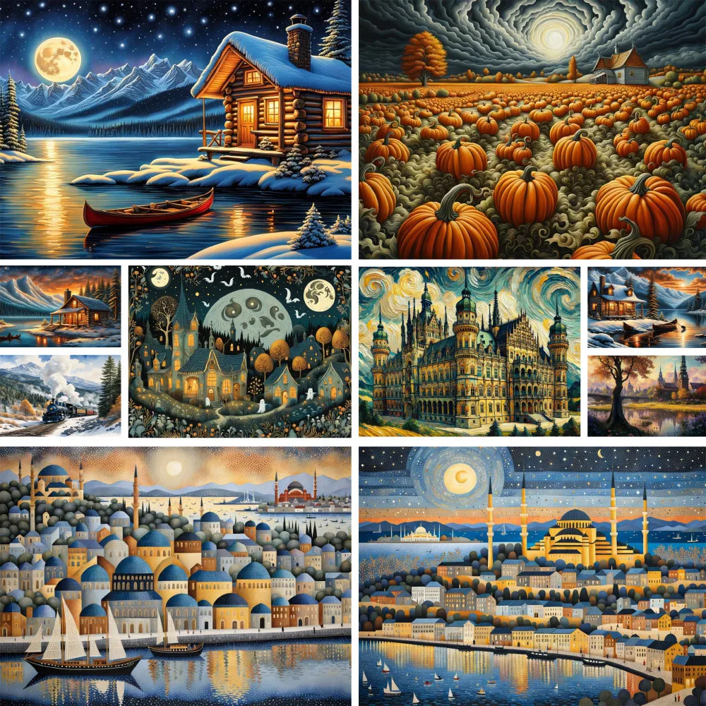 

Пейзаж Фэнтези дом Печатный холст Набор для вышивки крестиком DIY Вышивка Шитье рукоделие вышивка дизайн продажи ювелирных изделий