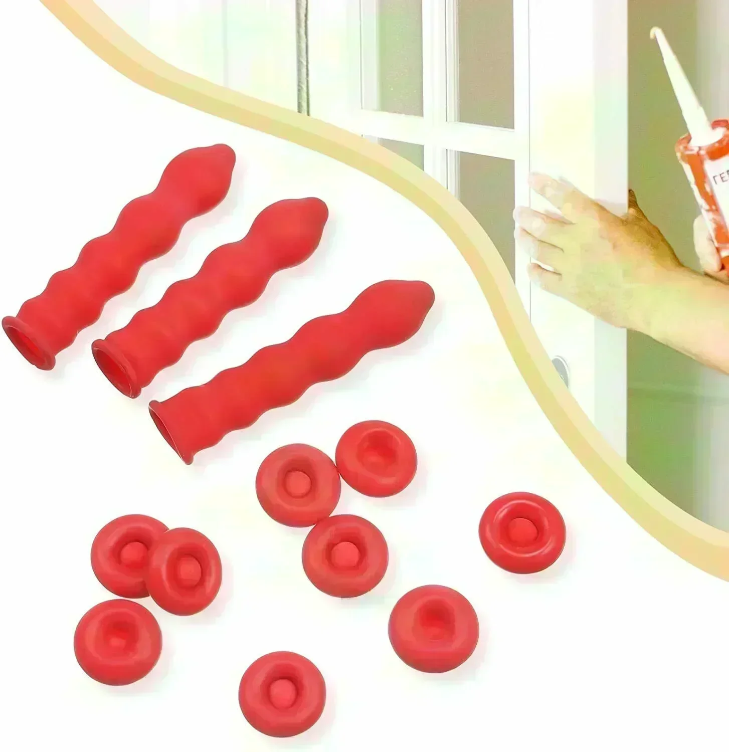 20pcs Caulking Gun Nozzles Cap Red Caulk Cap Caulk Sealer Saver Open Caulking Tube For Glass Sealing Preserving