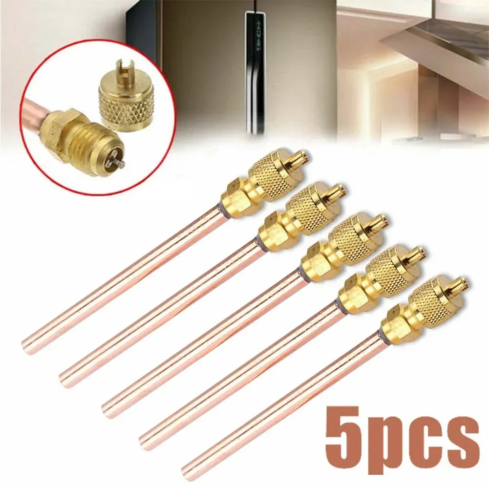 

5pcs Air Conditioner Refrigeration Access Valves 1/4'' OD Copper Tube Filling Parts 100mm Stem Access Valve