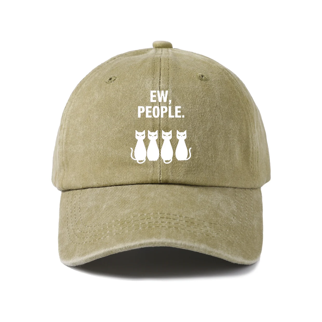 Sassy Cat Group Quote Graphic Baseball Cap, Vintage Washed Adjustable Unisex Dad Hat, Everyday Gift