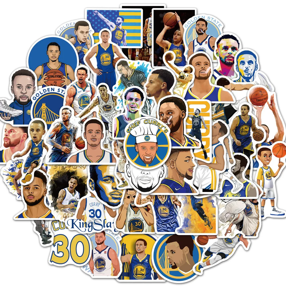 50Pcs NBA Waterproof Stickers Kobe Bryant Stephen Curry Kyrie Irving LeBron James MacBook Mobile Phone Computer Suitcase Sticker