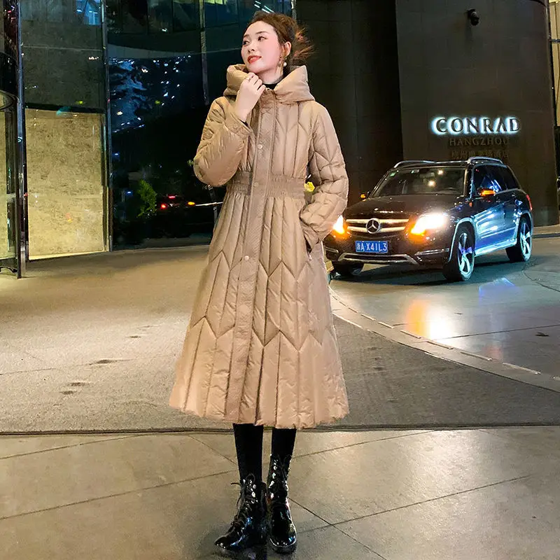 

Женская длинная парка с капюшоном, теплая Толстая куртка с меховым воротником, зимний сезон 2023