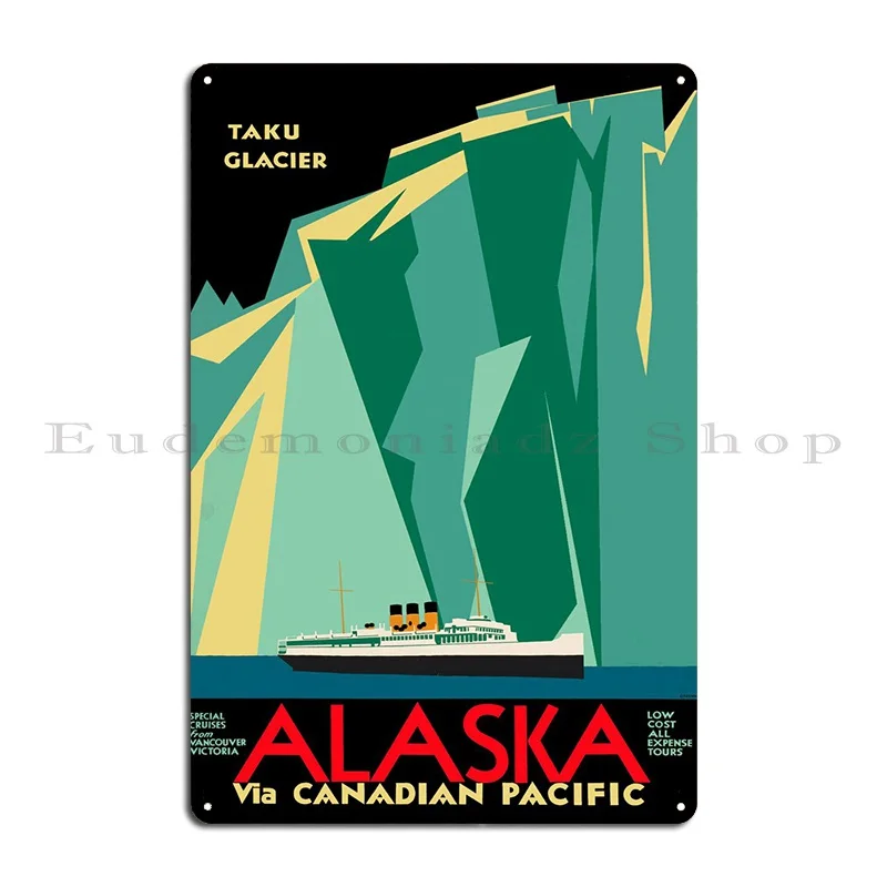 Taku Glacier Travel Poster Metal Sign Plaques Design Printing Designing Wall Mural Printed Tin Sign Poster