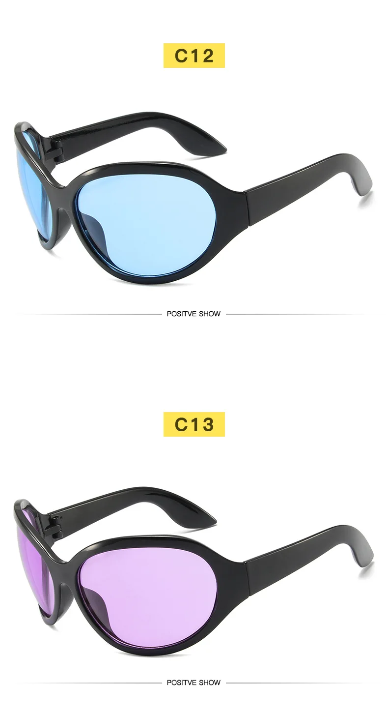 Übergroße Y2K-Sonnenbrille für Damen, trendig, großer Rahmen, Vintage-Sonnenbrille, modisch, futuristisch, Punk, Silbertöne, 2000er-Jahre – Detail 12