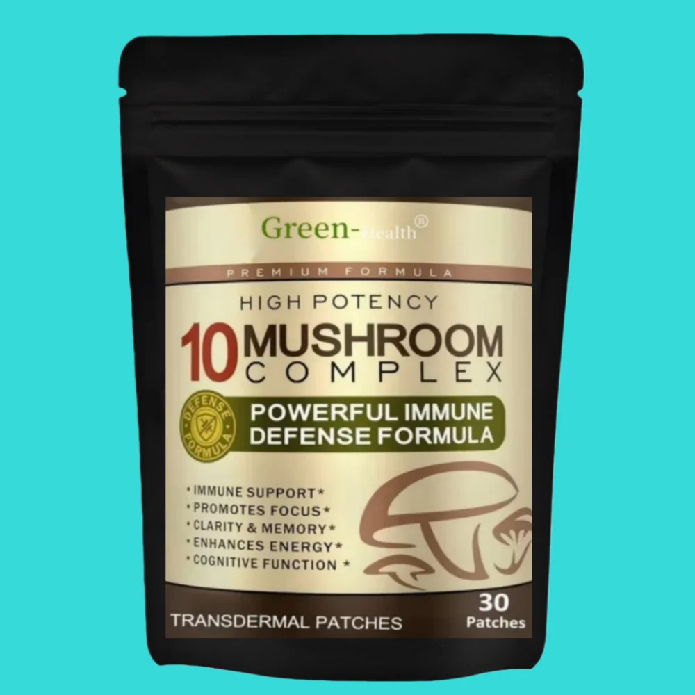 

10-Mushroom Complex Transdermal Patches 30 Units: Lions Mane-Reishi-Cordyceps for Brain & Immunity
