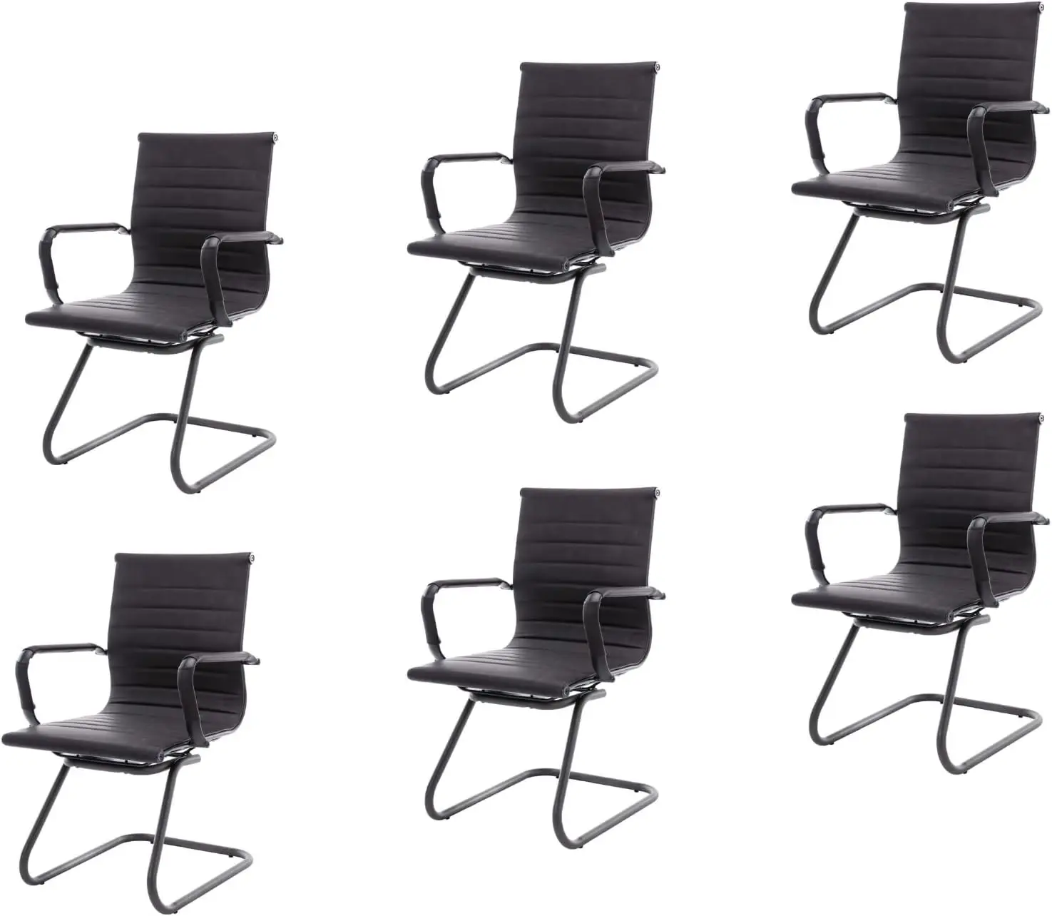 

Waiting Room Chairs Leather Office Guest Chair Mid Back Reception Chairs with Sled Base for Meeting Patient Conference Room