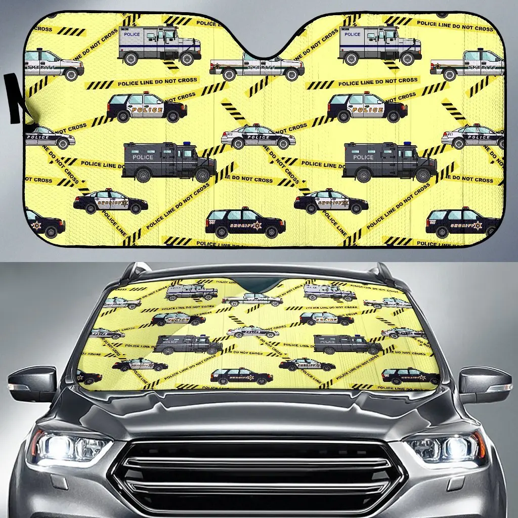 

Police Car Pattern Print Auto Sun Shade Car Windshield Window Cover Sunshade