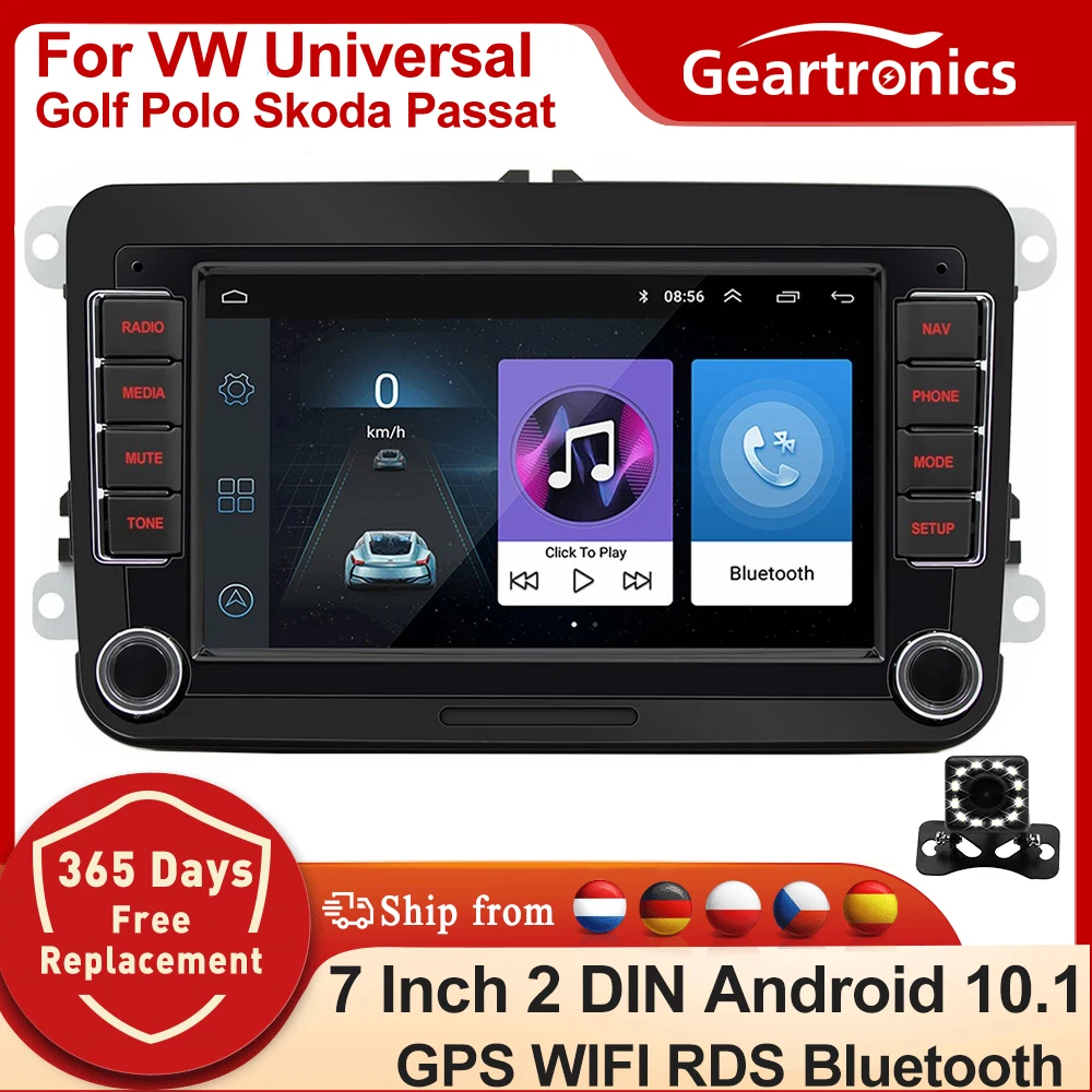 7 Inch 2 Din Android 12 Car Radio GPS for VW Volkswagen Skoda Octavia Golf 5 6 Touran Passat B6 Polo Jetta Sharan Caddy Seat