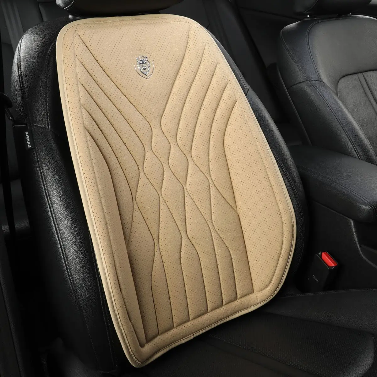 Universal PU Leather Car Seat Cushion 3D Embossed Wave Pattern Auto Seat Covers Breathable Non‑Slip Car Seat Protector Car Inter