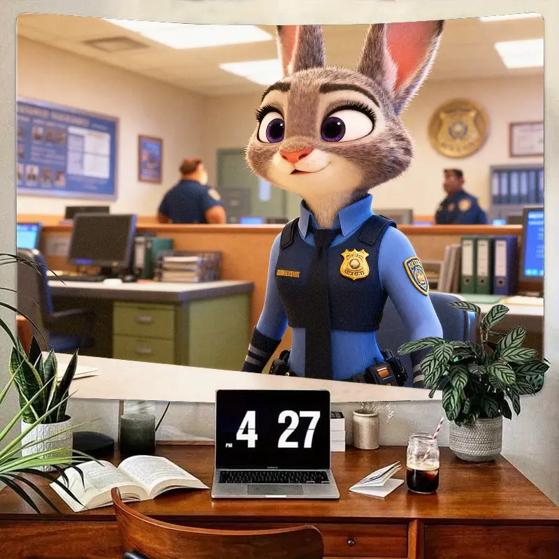 

1 шт. полицейский гобелен «Зверополис Джуди Хопс», милый современный настенный рисунок из полиэстера для детской комнаты, спальни, декор в общежитии, подарок фаната кино