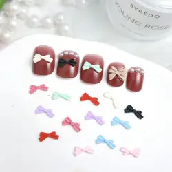 30PCS Macaron Colored Bows Nail Charms Resin Irregular Mini Bowknots Nail Art Decorations for Making DIY Press on Nails Designs