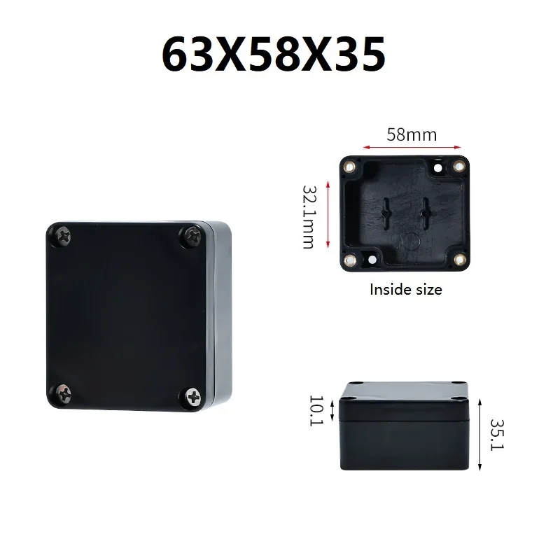 Zwarte kleur buiten waterdichte IP66 behuizing ABS plastic doos elektronische projectbehuizing instrumentbehuizing aansluitdoos verschillende maten