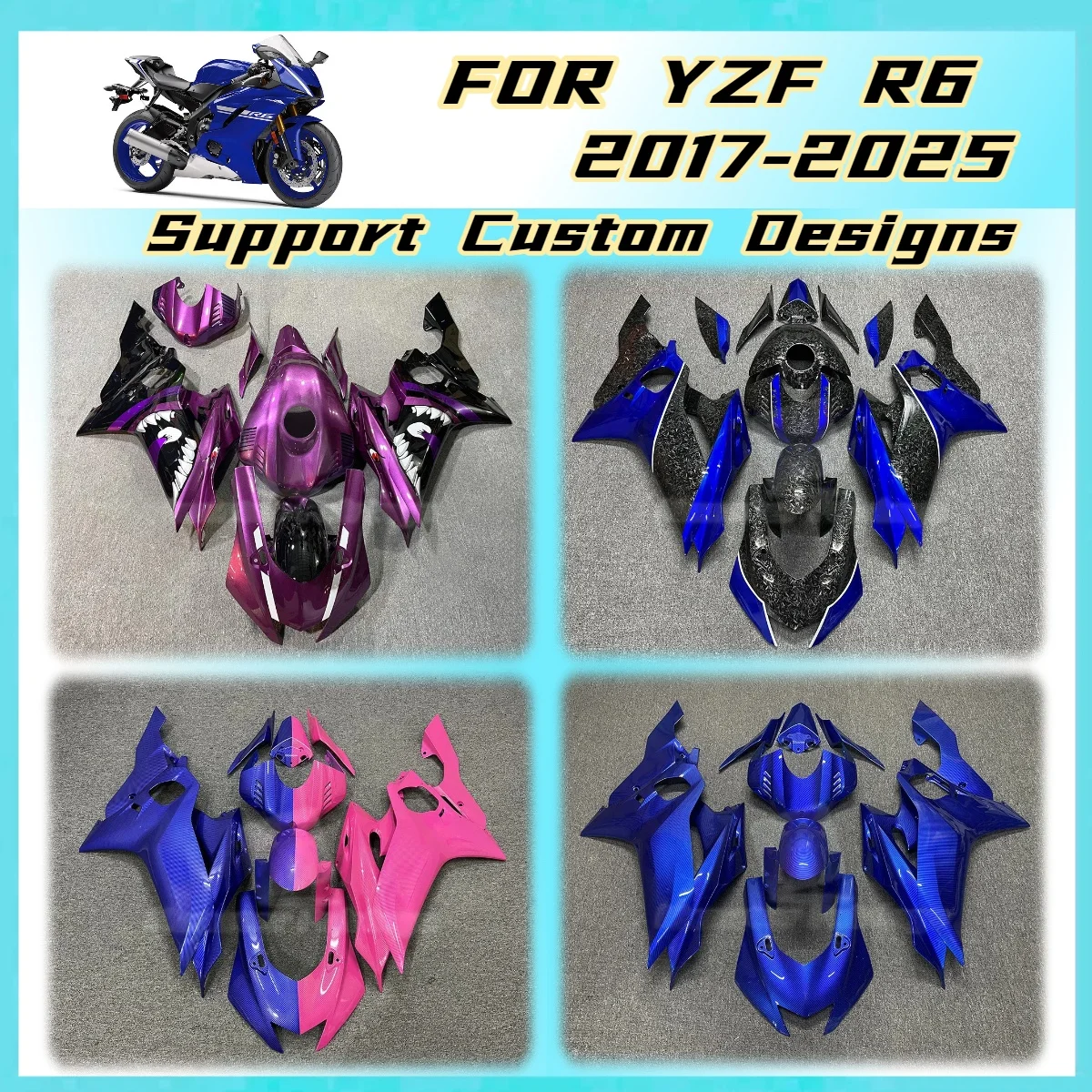 ABS Injection Fairing Kit for Yamaha YZF R6 2017-2025 YZFR6 17-25 Motorcycle Full Bodywork Set Pre-drilled Parts Fairings