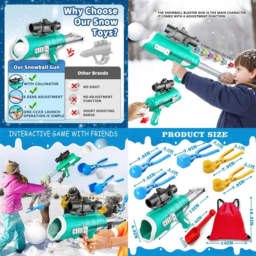 

Snow Toys for Kids Outdoor, Snowball Maker Kit, Snowball Blaster Gun Launcher, Snow Ball Duck Makers, Snow Molds for Kids Adults