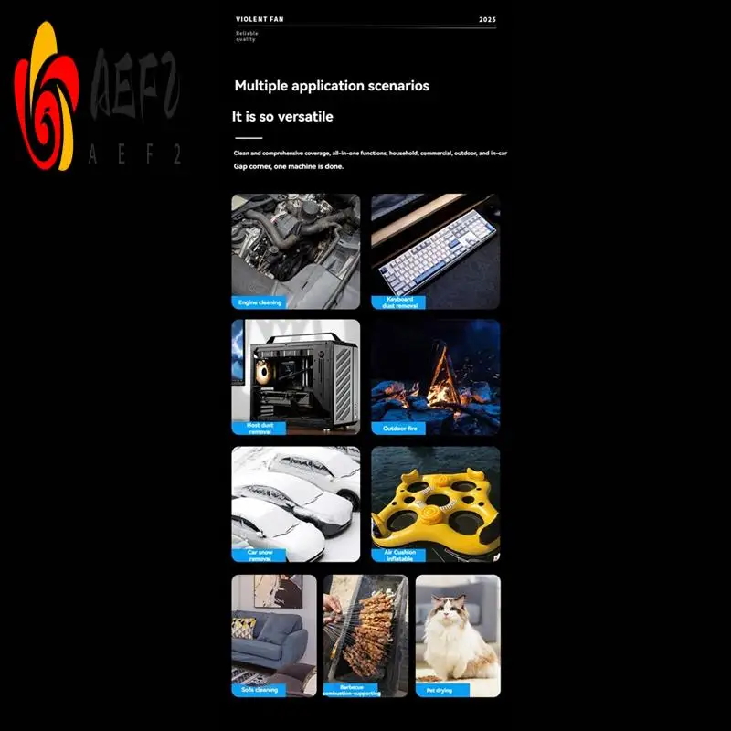 

AEF2-Compressed Air Duster Electric Air Duster 130000RPM Turbo Jet Fan 80M/S High Speed Fan For Computers Cars Outdoor