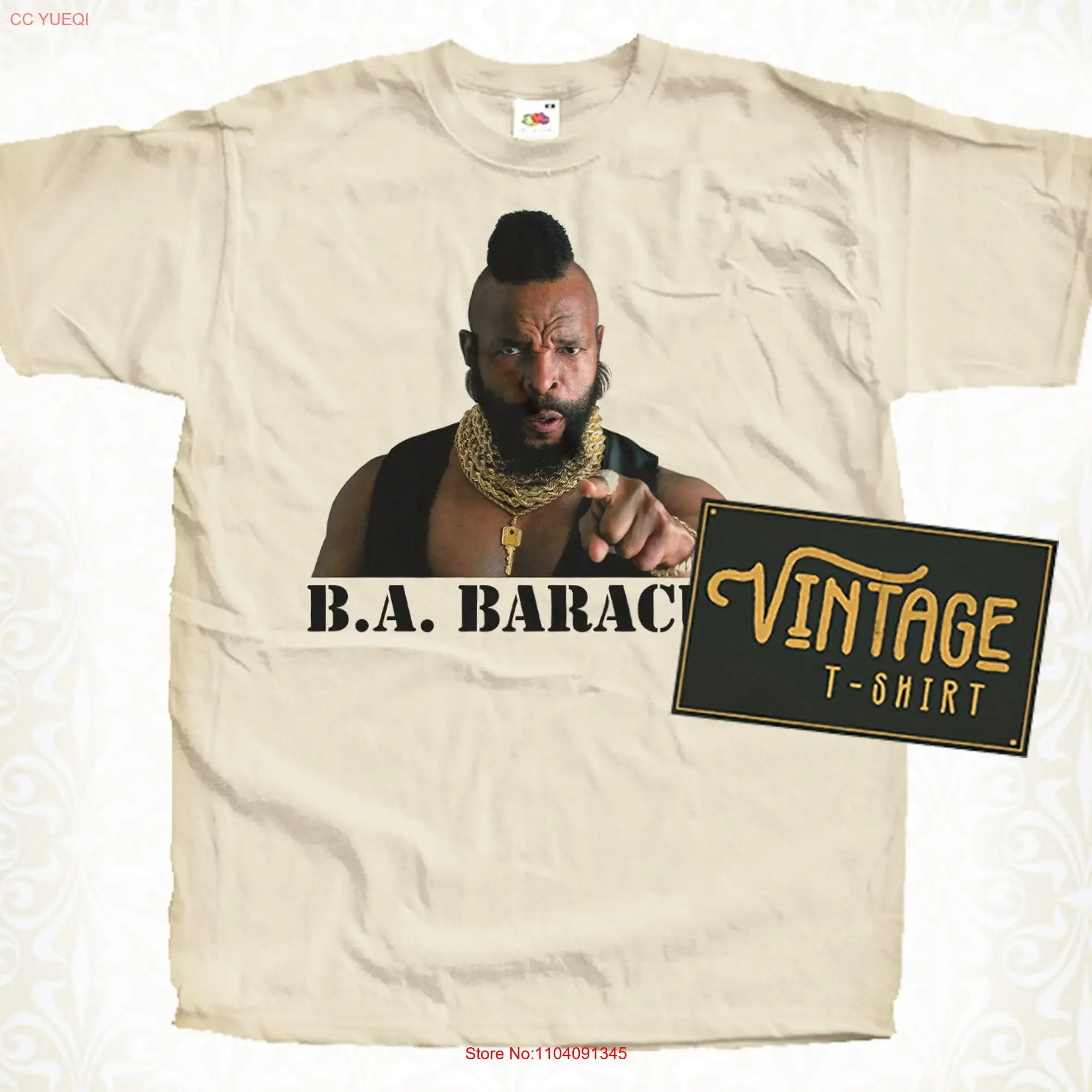 The A Team B Baracus V2 T Shirt Vintage Natural color Men's DTG Digital Print SIZES S M L XL 2XL 3XL 4XL 5XL