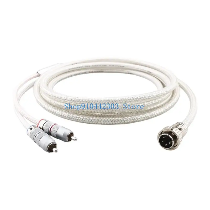 652F 4Pin DIN Male To 2RCA Sound Cable With Silver Plated Shielding Extension Cable