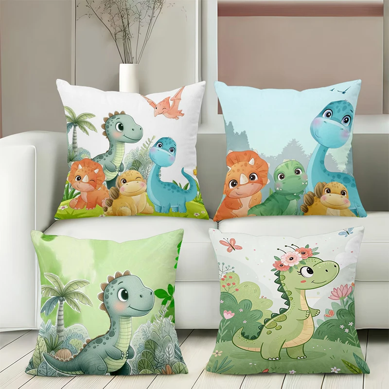 

Cute Dinosaur Patterned Throw Pillows for Home Decor Polyester pillowcase, sofa decorative cushion cov Headboard Pillow