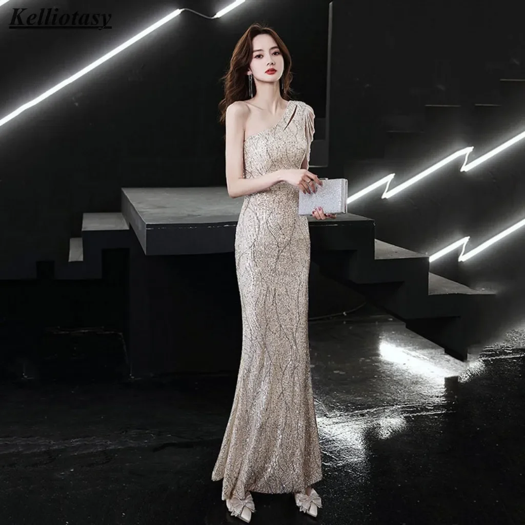 

Customized Bridesmaid Dresses Luxury Mermaid Sexy One-shoulder Bridesmaid Dressing Gown For Wedding 2025 MBYD027