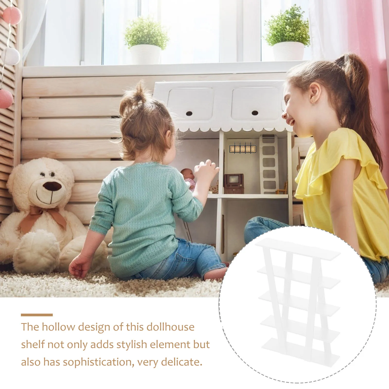 Mini Wooden Shelf with Hollow Design – Multifunctional Storage Rack for Dollhouse, Desk, or Display