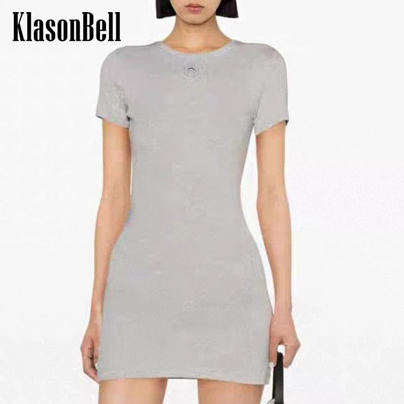 

5.8 KlasonBell Cotton Moon Embroidery Back Letter Brand Design Short Sleeve Dress Women Fashion Sexy Girl Package Hip Dress