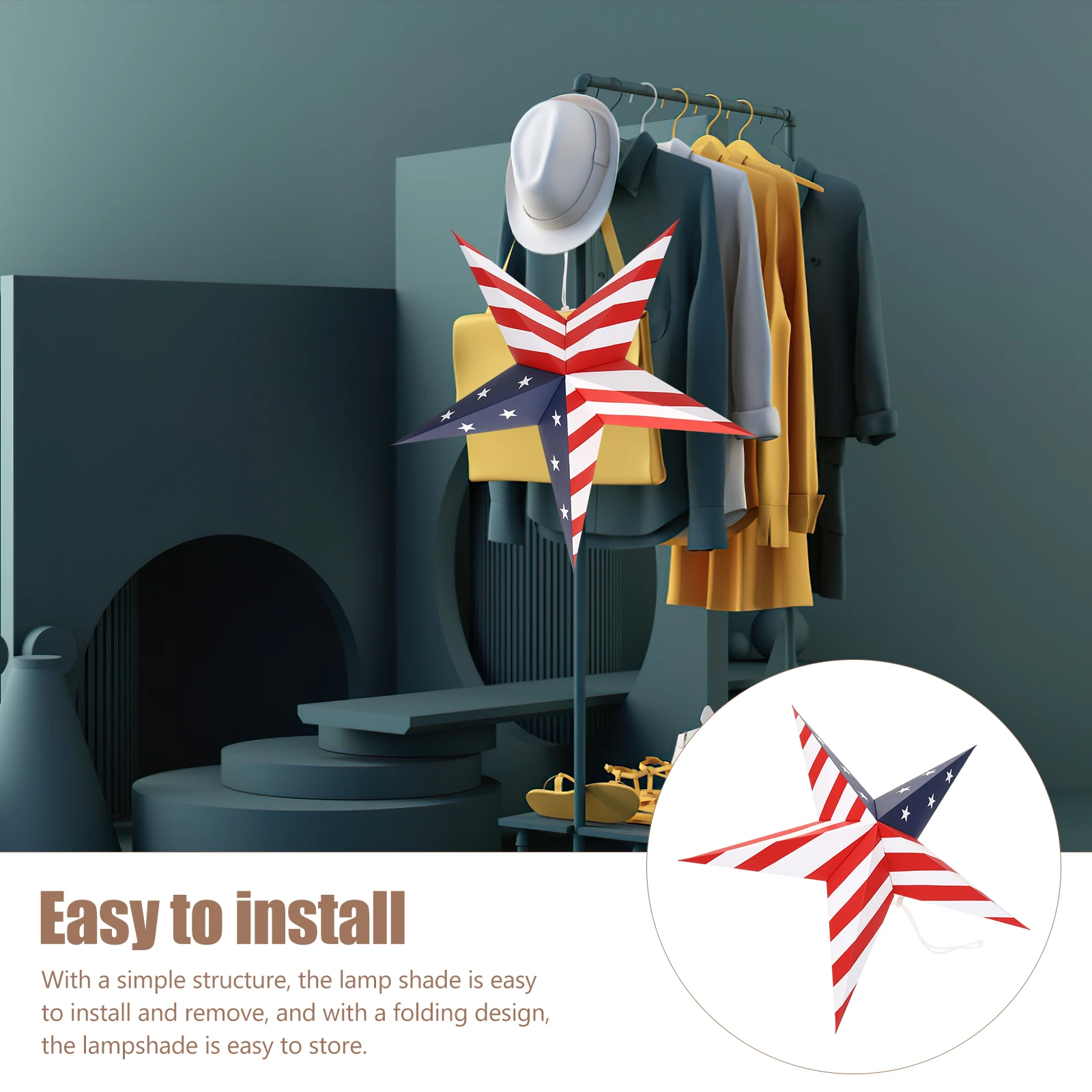 

Paper Star Lampshade Hanging Decoration Lantern Shades Foldable 3D Light Cover Bedroom Living Room Pendant Lighting