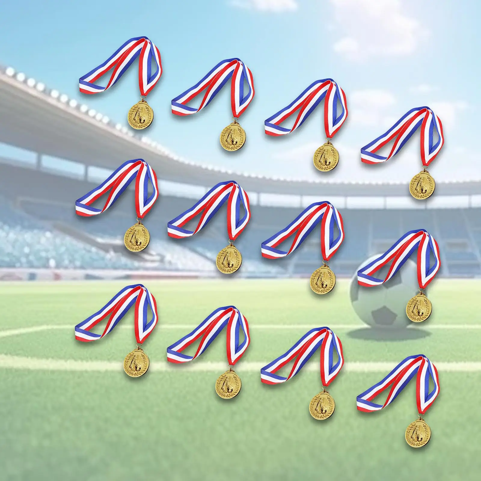 

12Pcs Award Medals Prize Gift 5cm Trophy Medals Souvenir Medal Winner Medals Zinc Alloy Football Medal for Sports Tournament