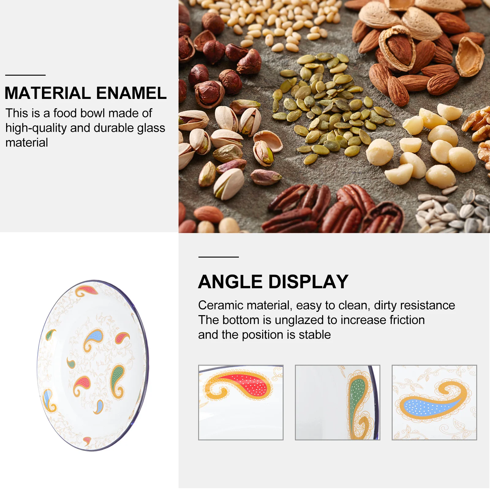 

Enamel Tray Retro Style Thickened Serving Plate For Fruits Nuts Desserts Kitchen Home Decorative Food Dish Reusable