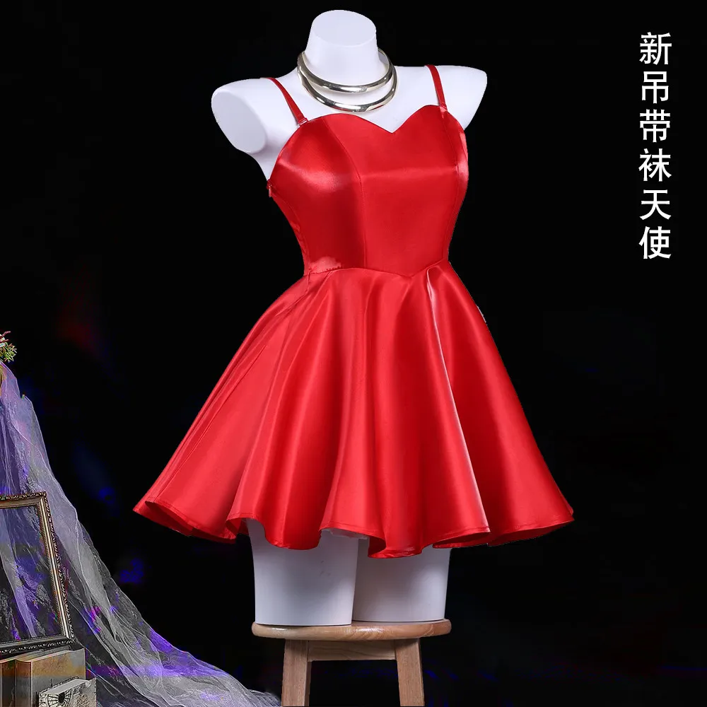 Panty & Stocking with Garterbelt Panty Red Dress Cosplay Costume Anime Halloween Christmas Fancy Outfit for Women