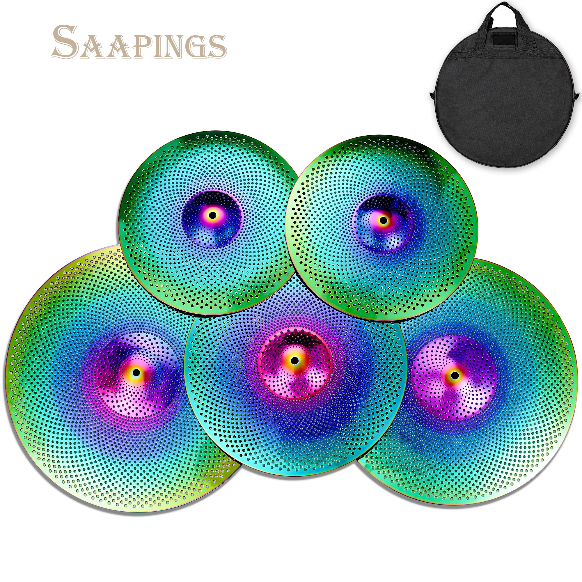 

Low Volume Cymbal Pack, Quiet Cymbal Set 14''/16''/18''/20'' (5 Pcs) | FREE Cymbal Bag included