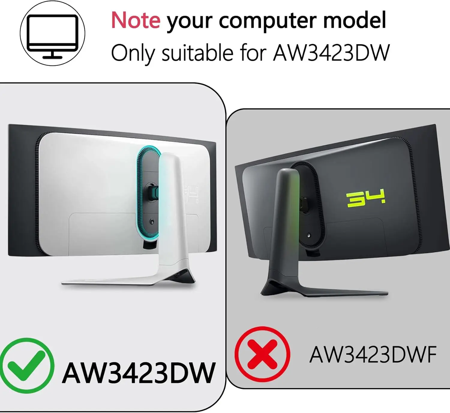 For DELL Alienware AW3423DW Wall Mount VESA adapter Arms Mounts Stands Bracket  34" curved monitor 100*100 and 75*75mm view 6