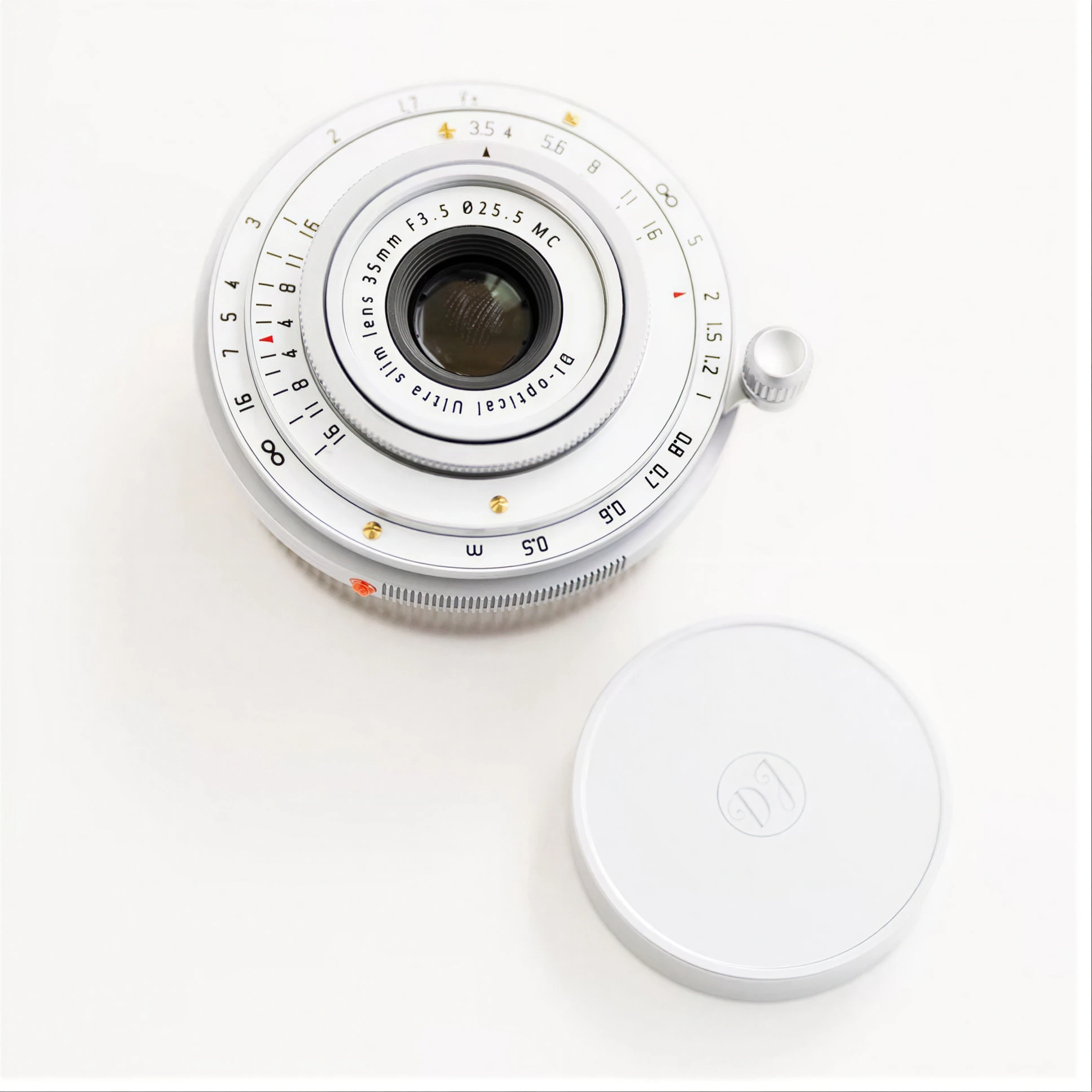 DJOptical White Beauty MF 35mm F3.5 Silver Paint Manual Focus Lens Full Frame Lens for Leica M10 M11 M M3 M4 Leica M Mount