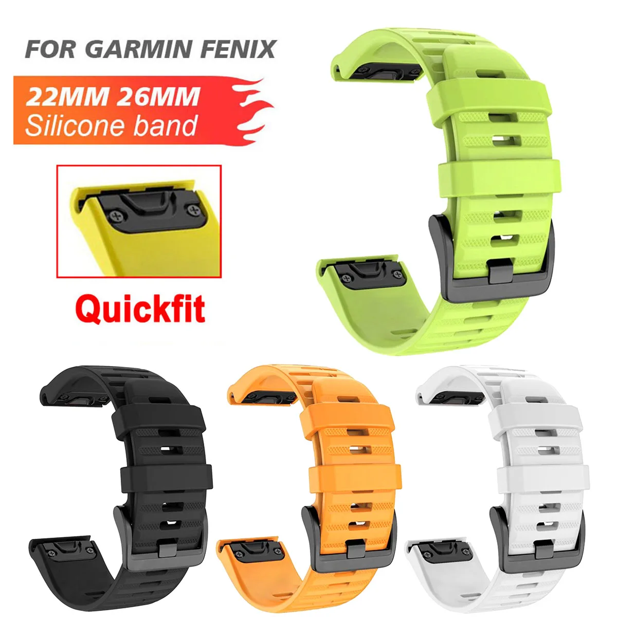 26mm 22mm Silicone QuickFit Watchband Straps For Garmin Fenix 7X 7 7S 6X 6 6S Pro 5 5X 5S Epix 2 Smartwatch Wristbands Bracelet