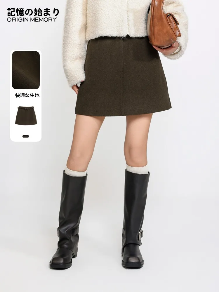 

Casual Short Length Caramel Colored Versatile A-Line Skirt Polyester Blend Winter New Arrival by Memory's Starting Point