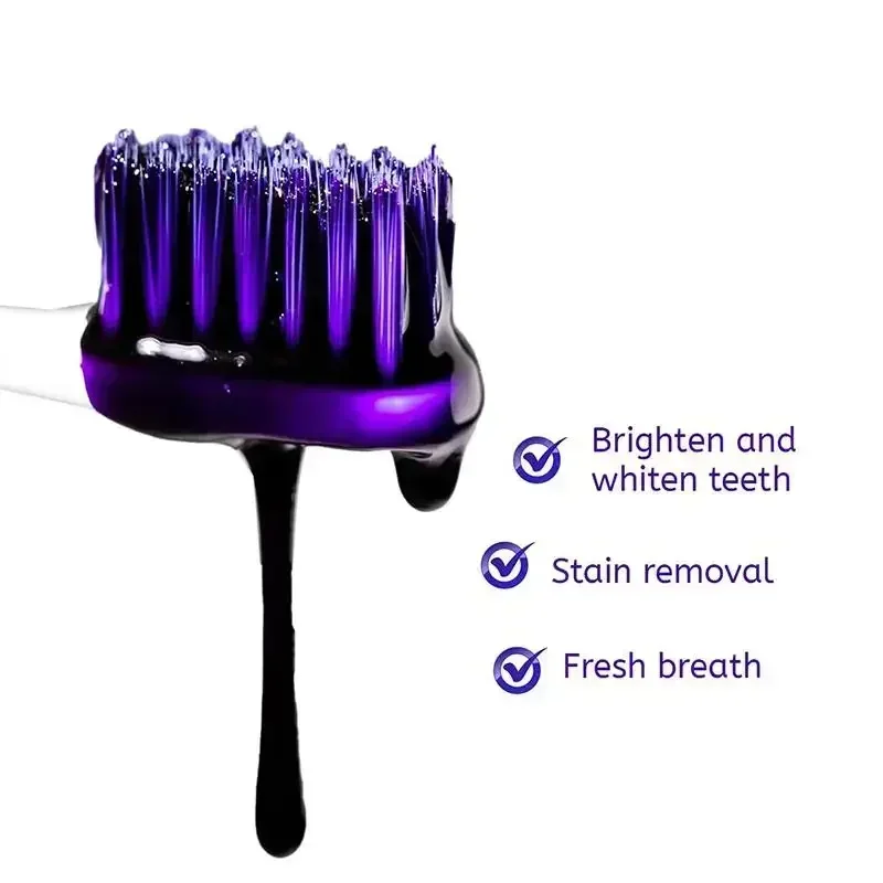 SMILEKIT V34 Purple Whitening Toothpaste Remove Smoke Stain Remove Stains Reduce Yellowing Care For Teeth Gums Fresh Breath