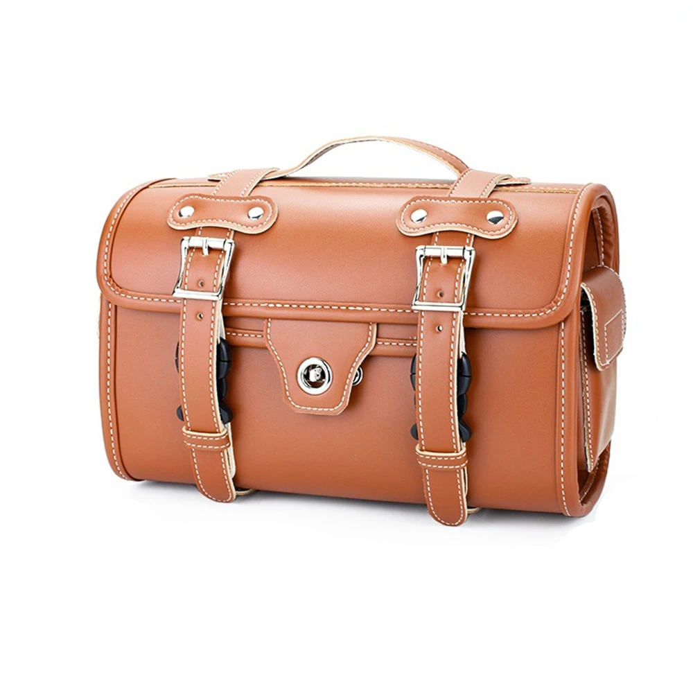 

Motorcycle Brown Universal SaddleBag Large Capacity Side Bags Storage Tool Cruiser Chopper Cafe Racer
