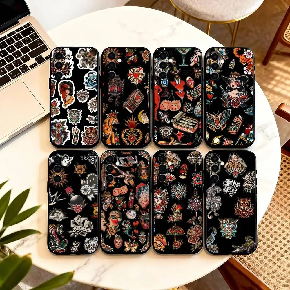 

Old T-traditional Phone Case Black Silicone Soft For Samsung Galaxy A73,A72,A71,A70,A53,A52,A51