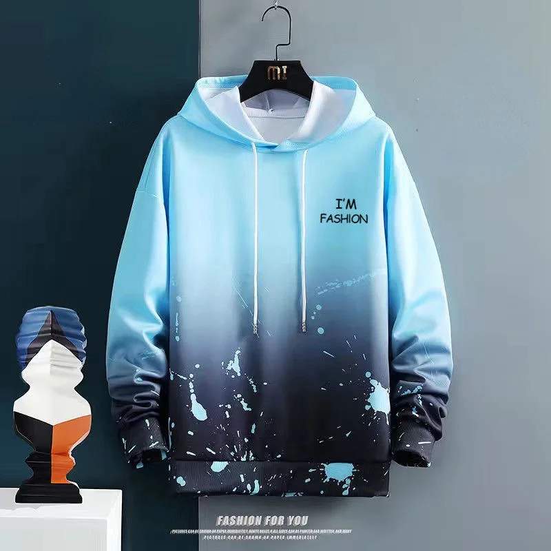 Felpa pullover di colore sfumato da uomo di moda sportiva quotidiana streetwear designer primavera e autunno abbigliamento da uomo top con cappuccio