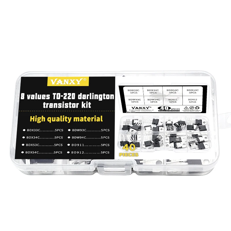 8 values kit TO-220 darlington transistor triode BDX33C BDX34C BDX53C BDX54C BDW93C BDW94C BD911 BD912  BDX33 BDX34 BDX53 BDX54